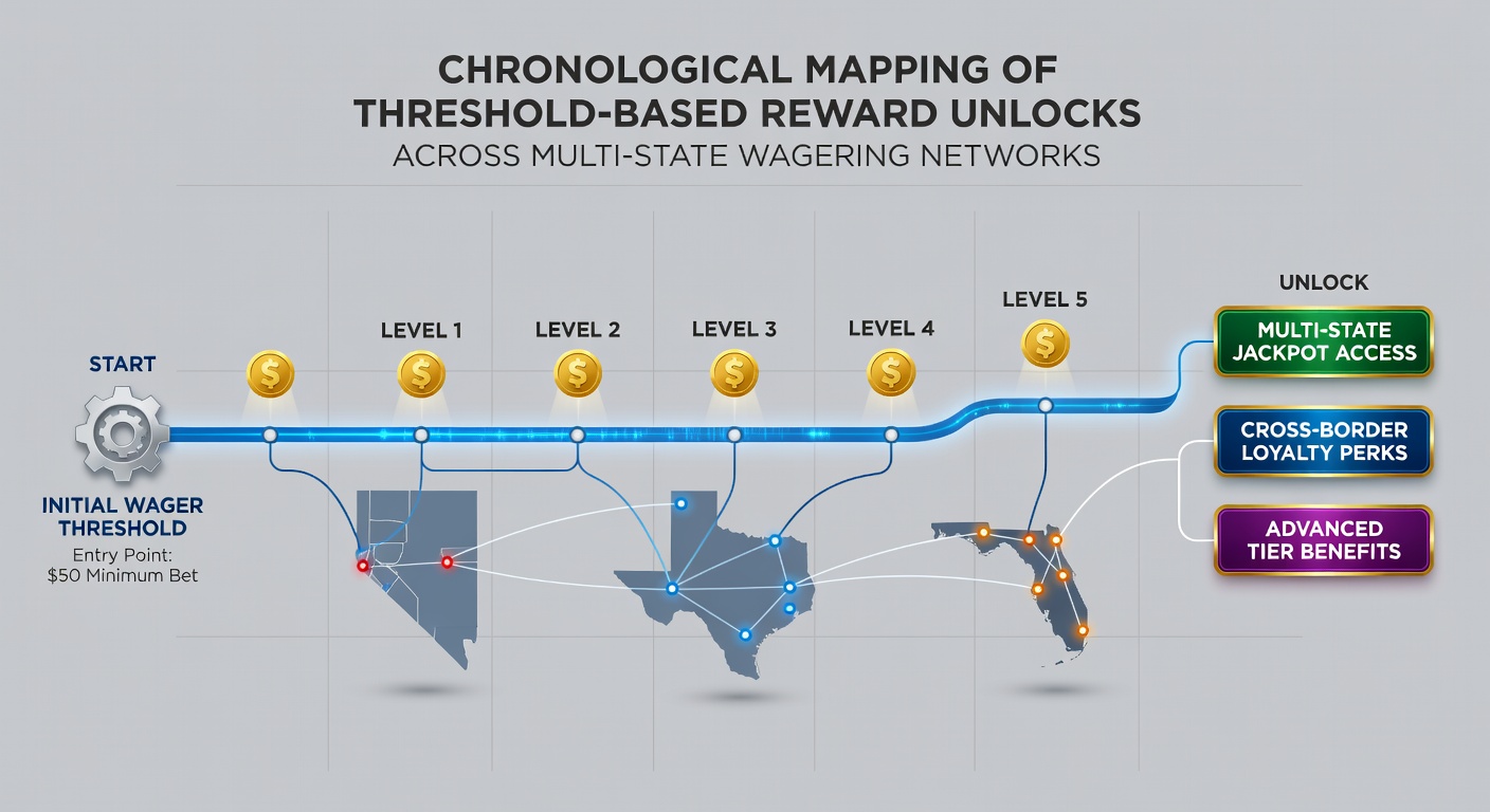 Detailed flowchart of threshold-based reward tiers mapped across multiple U.S. states