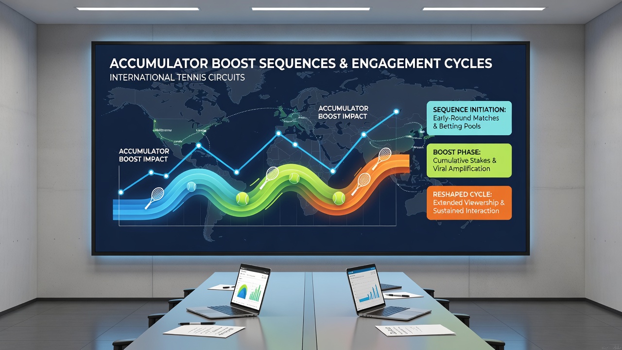 Data visualization of engagement cycles during tennis season with accumulator boost metrics highlighted