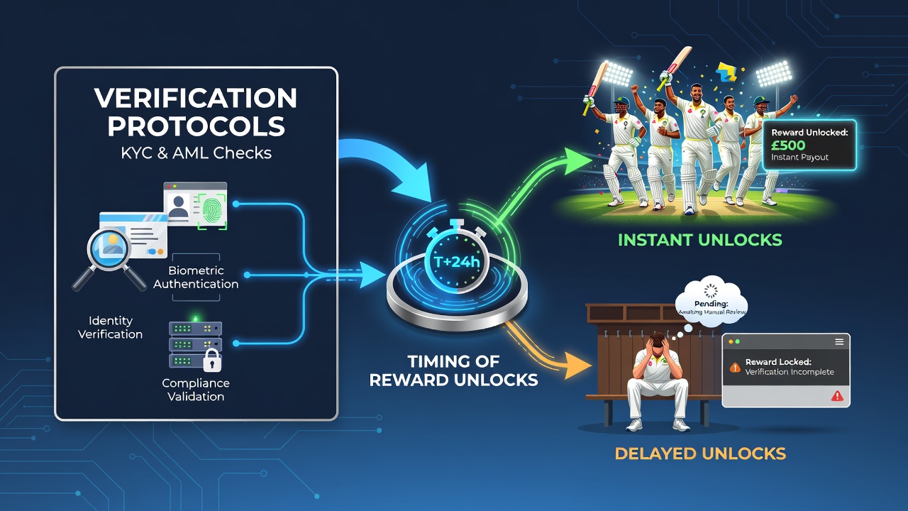 Flowchart showing verification steps and reward unlock timelines in cricket betting platforms