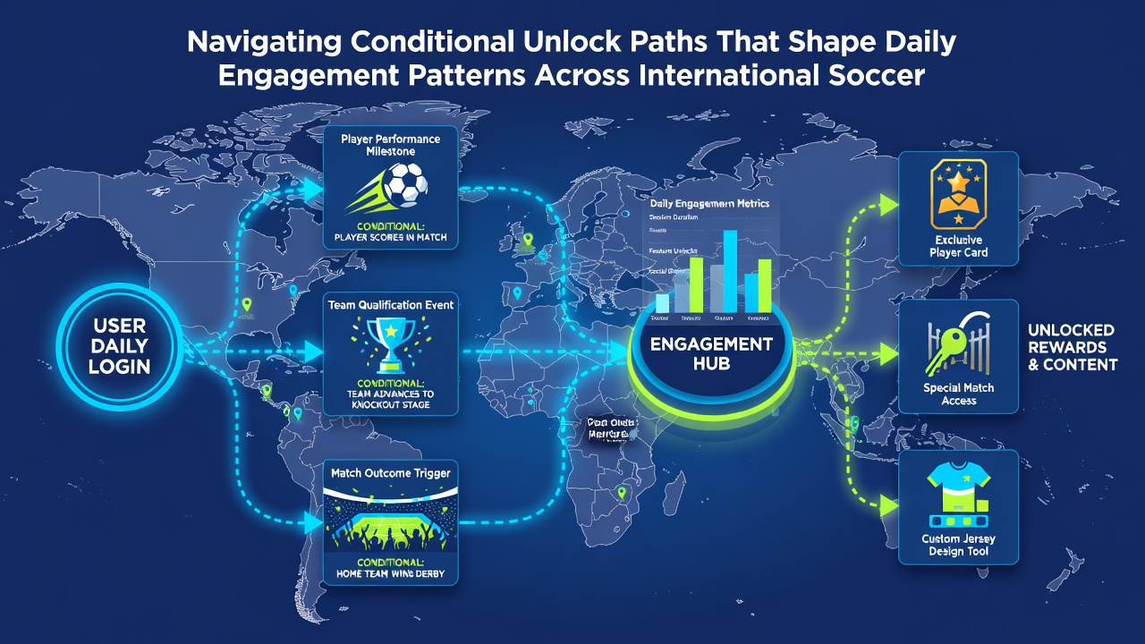Chart displaying engagement metrics linked to conditional unlocks in global soccer betting