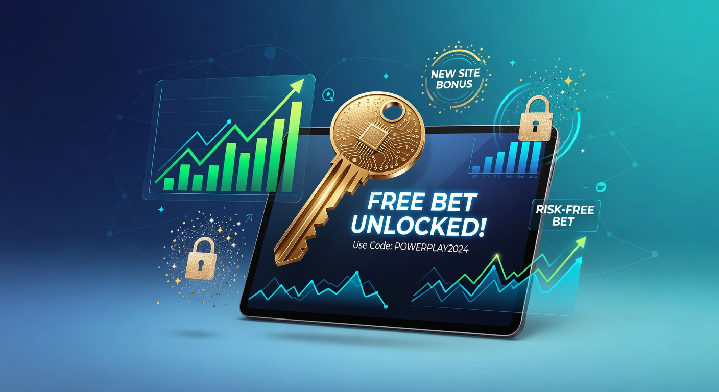Close-up of a smartphone screen showing a sports betting app with an active promo code entry field, free bet tokens glowing, and odds for upcoming events in April 2026