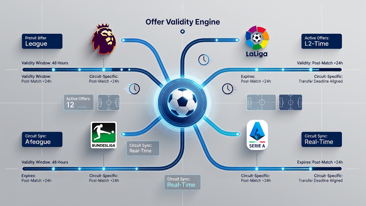 Global map highlighting soccer leagues with timeline markers for betting offers
